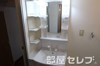 洗髪も出来る広々洗面台。
