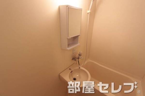洗面台あります。鏡の裏には。。。
