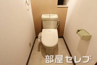 お洒落な棚の付いたトイレです。他号室の写真です。