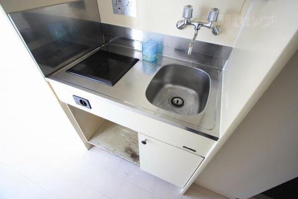 電気コンロの付いたシステムキッチンです。
