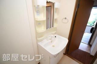 広口の洗面台は使いやすく、加えてシャンプードレッサーつきです。